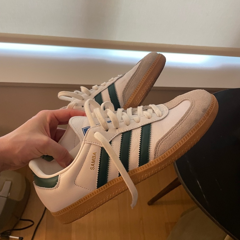 adidas Samba White and Green Sneakers